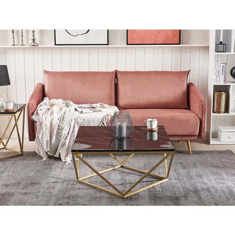 میز جلو مبلی مربع پایه فلزی طرح سنگ کد 60